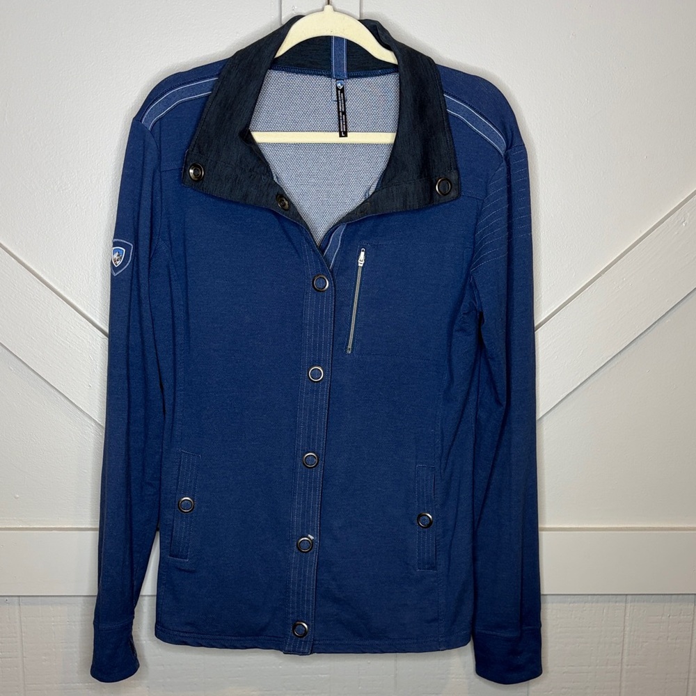 Kuhl Krush Large Stretch Cotton Blend Jacket Snap Front Jersey Granola Girl